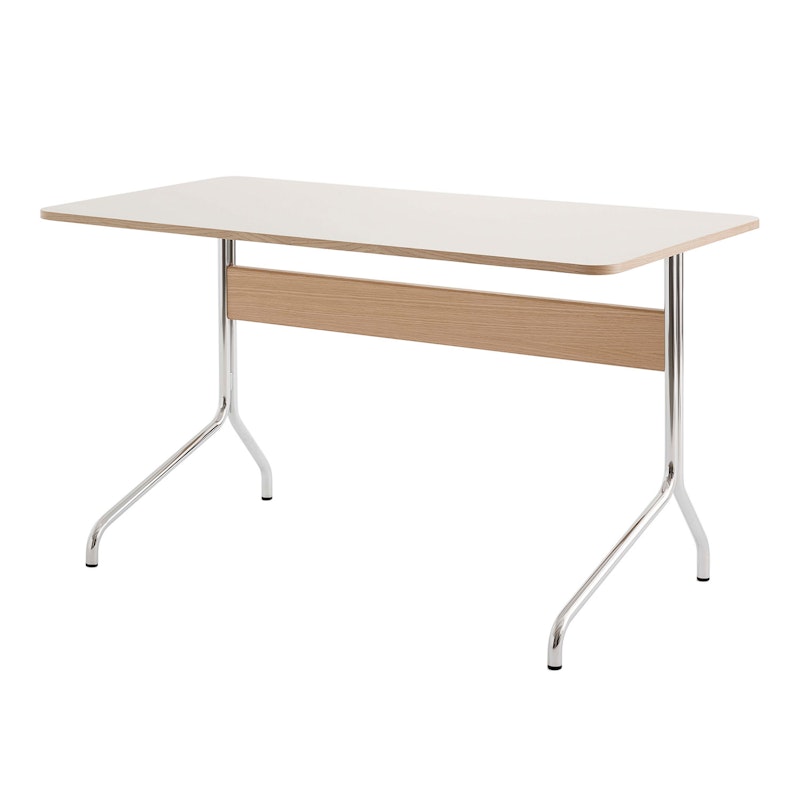 Pavilion AV16 Desk, Mushroom / Oak / Chrome Legs