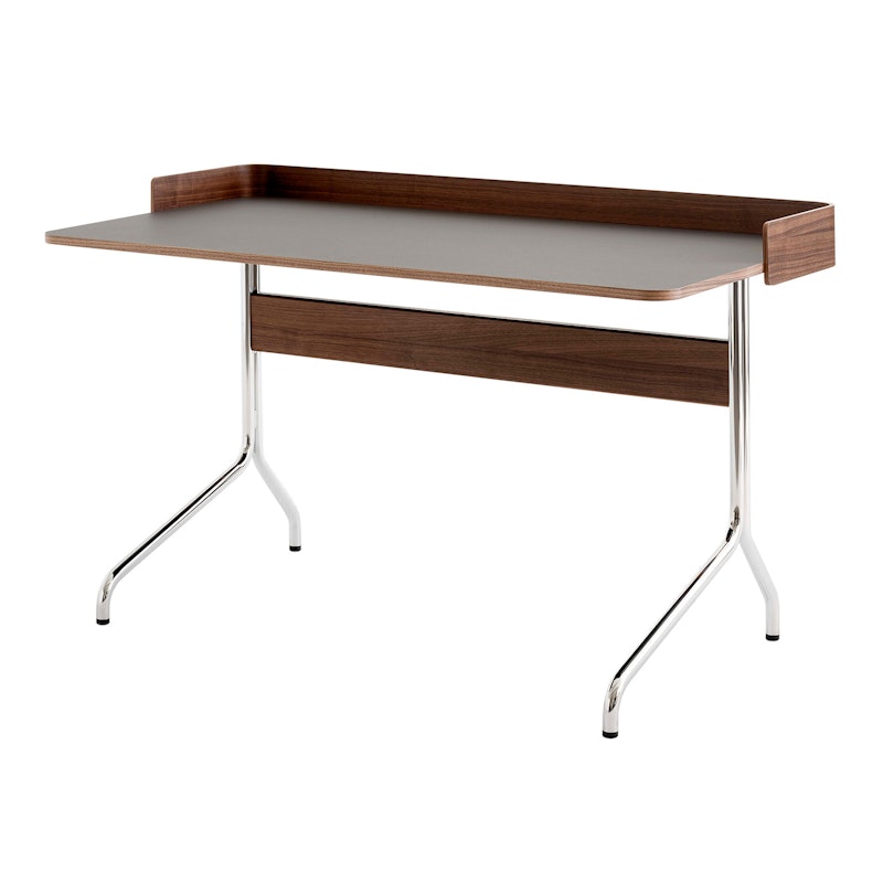 Pavilion AV17 Desk, Iron / Walnut / Chrome Legs