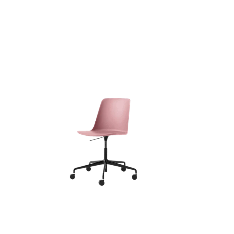 Rely HW28 Dining Chair without Armrests Swivel with Castors Soft Pink/Black