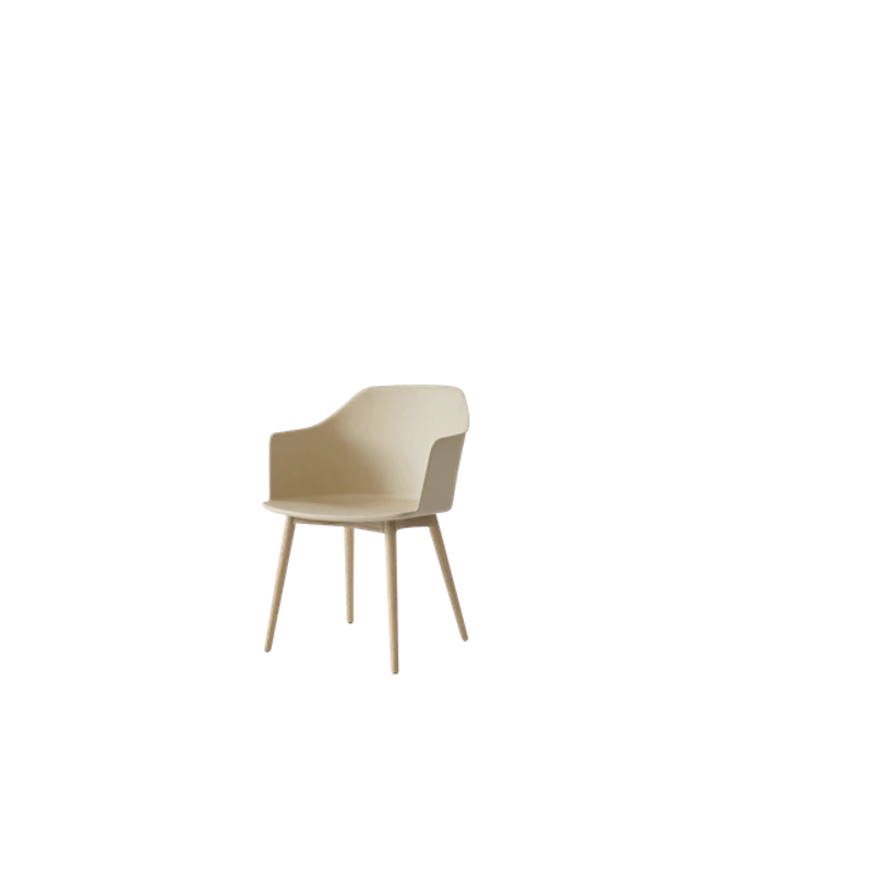 Rely HW76 Dining Chair with Armrests Beige Sand/Clear Lacquered Oak