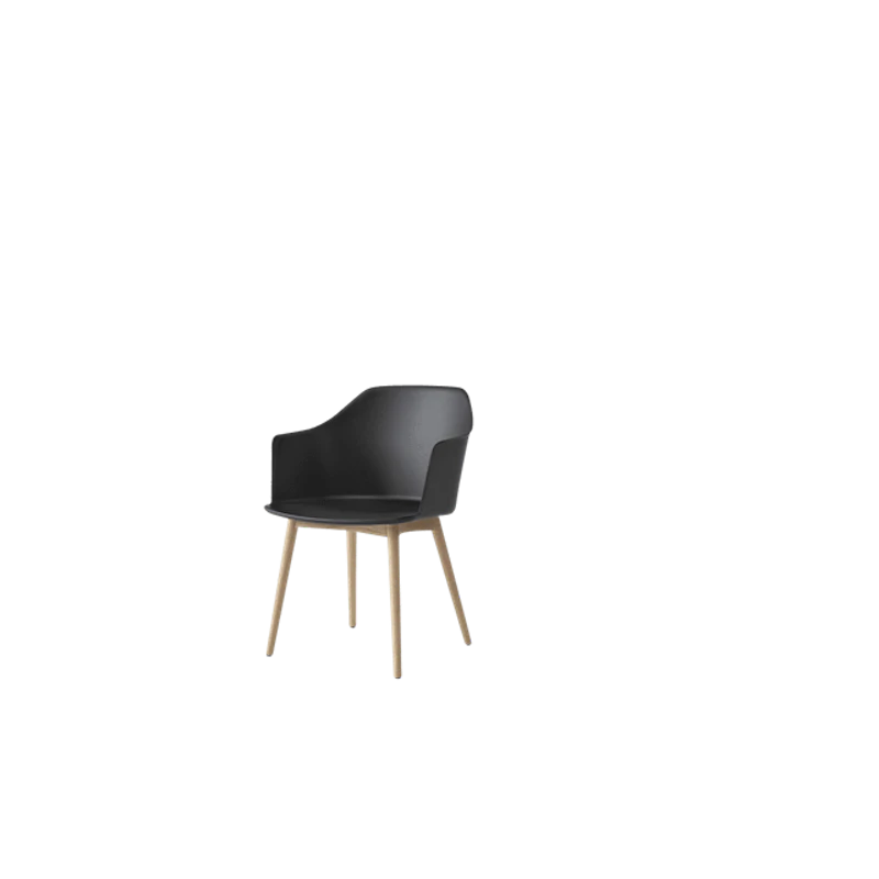 Rely HW76 Dining Chair with Armrests Black/Clear Lacquered Oak