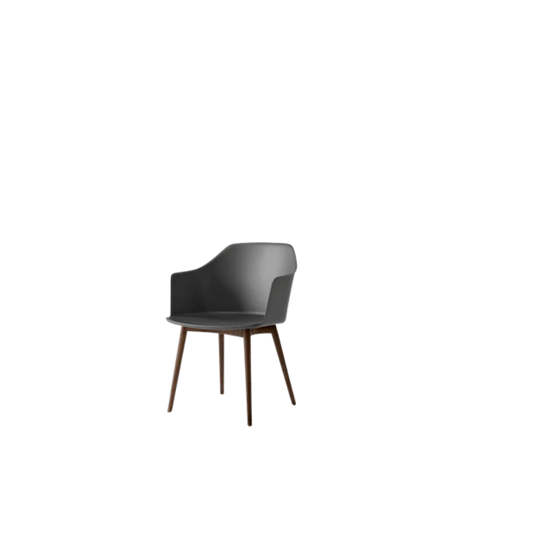 Rely HW76 Dining Chair with Armrests Stone Grey/Lacquered Walnut