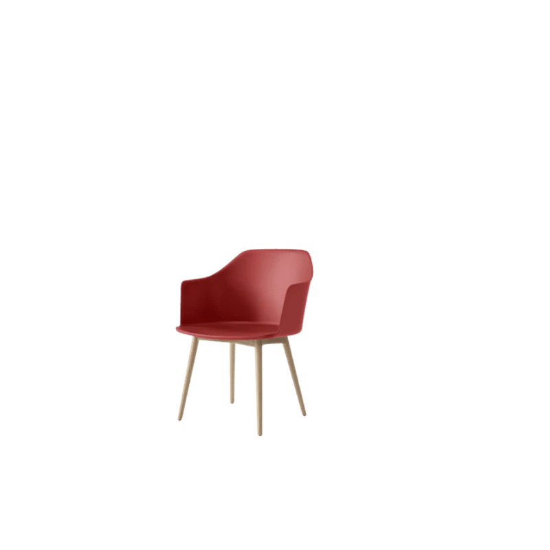 Rely HW76 Dining Chair with Armrests Vermilion Red/Clear Lacquered Oak