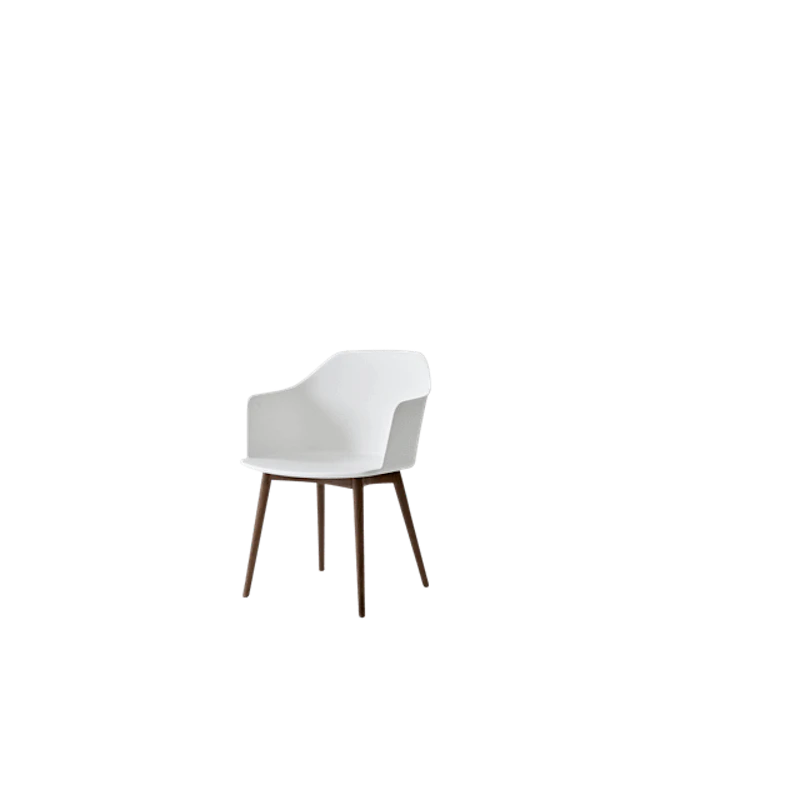 Rely HW76 Dining Chair with Armrests White/Lacquered Walnut