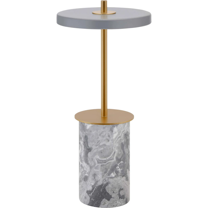 Asteria Move Mini Table Lamp Portable, Grey Marble / Brass