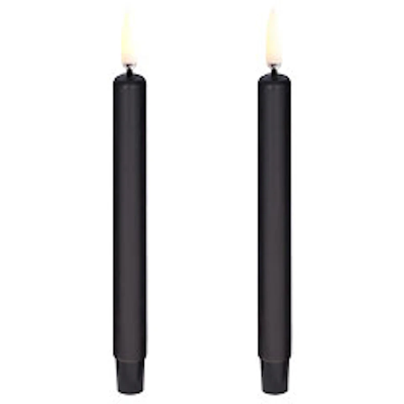 LED Mini Taper Candle Plain Black, 1,3 x 13,8 cm
