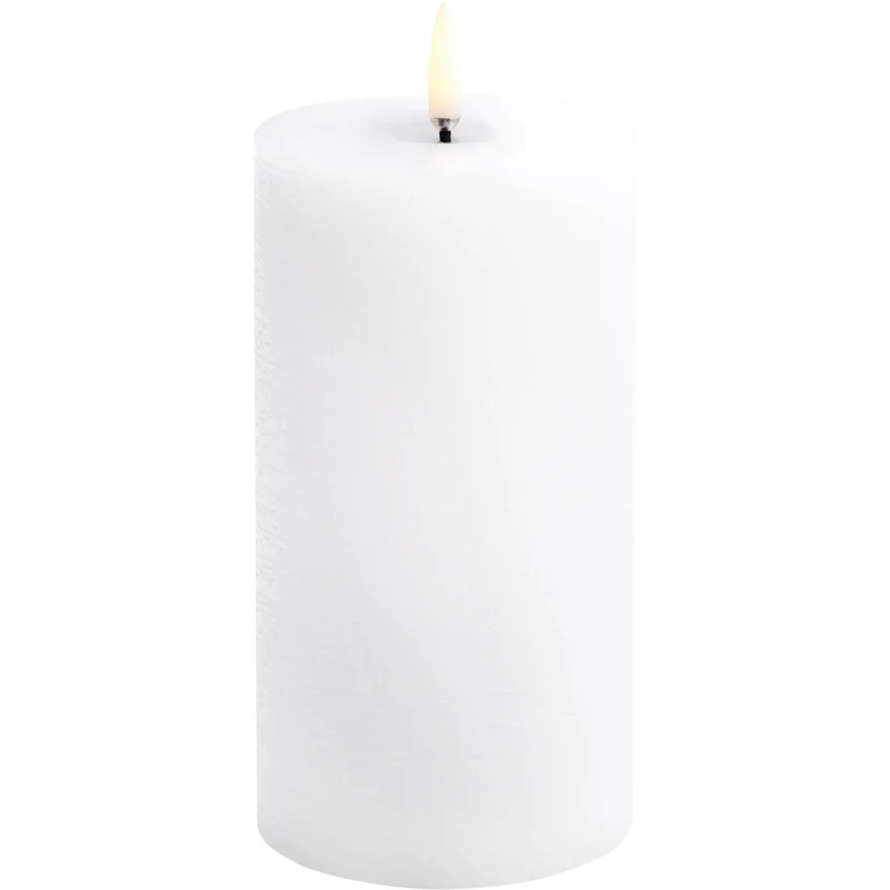 LED Pillar Candle Melted 7,8x15,2 cm, Nordic White