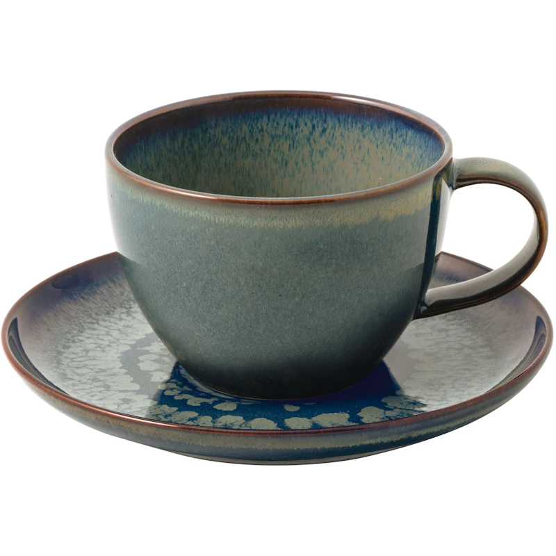 Crafted Coffee Cup With Saucer, Green