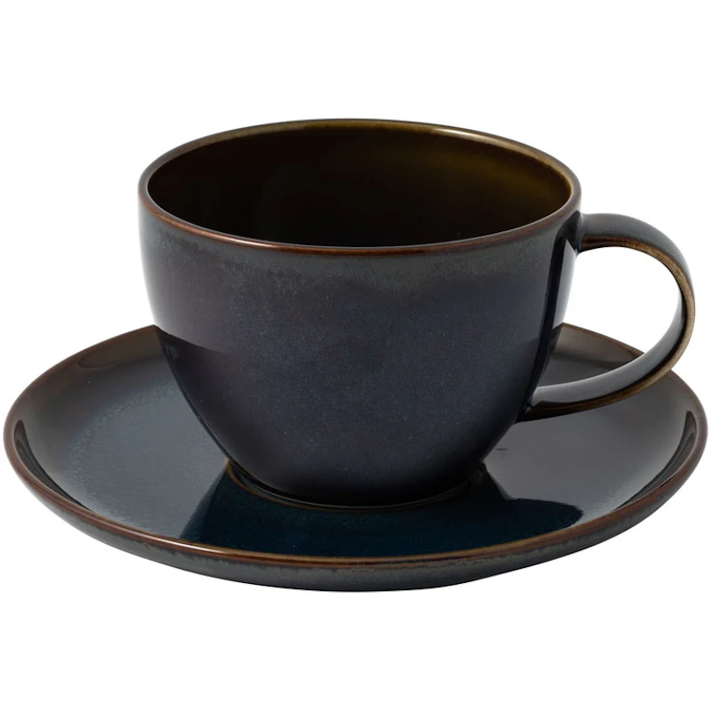 Crafted Coffee Cup With Saucer, Blue