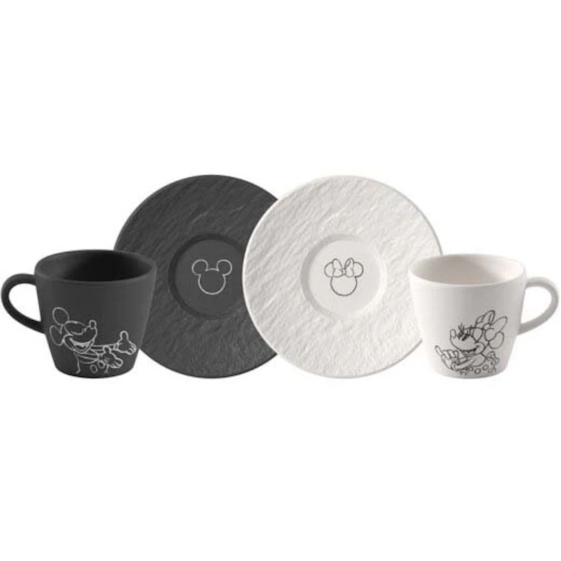 Manufacture Rock Mickey Mouse Espresso Cup And Saucer, 4 Pieces
