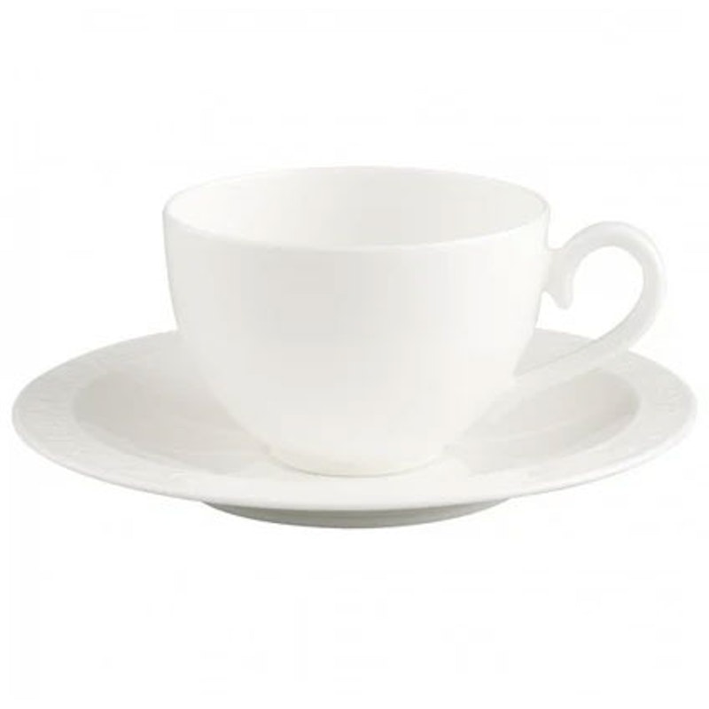 White Pearl Coffee Cup With Saucer