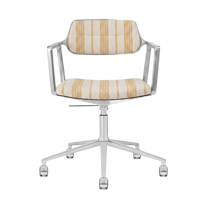 453+ Swivel Chair With Castors, Striped Yellow