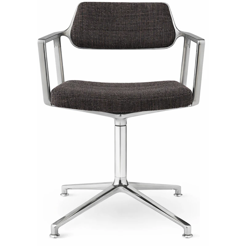 453 Swivel Chair With Feet, Polished Aluminium / Tide