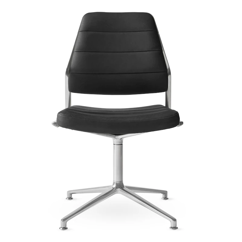 454 Swivel Chair, Black Leather
