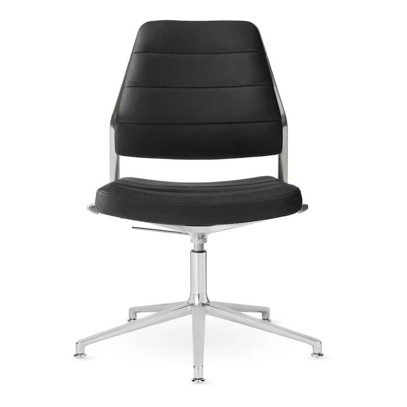 454+ Swivel Chair, Black Leather