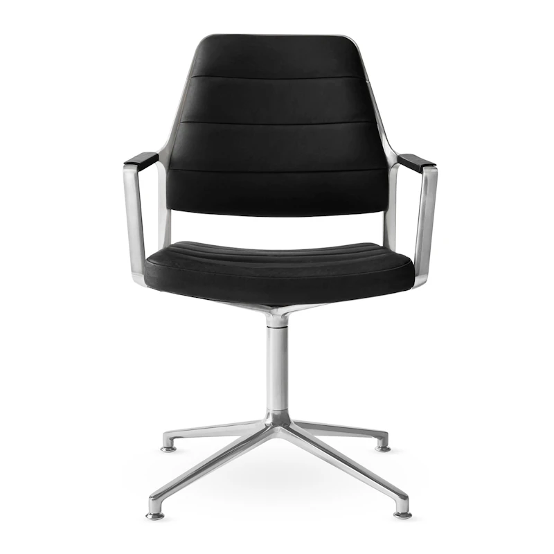 455 Swivel Chair, Black Leather