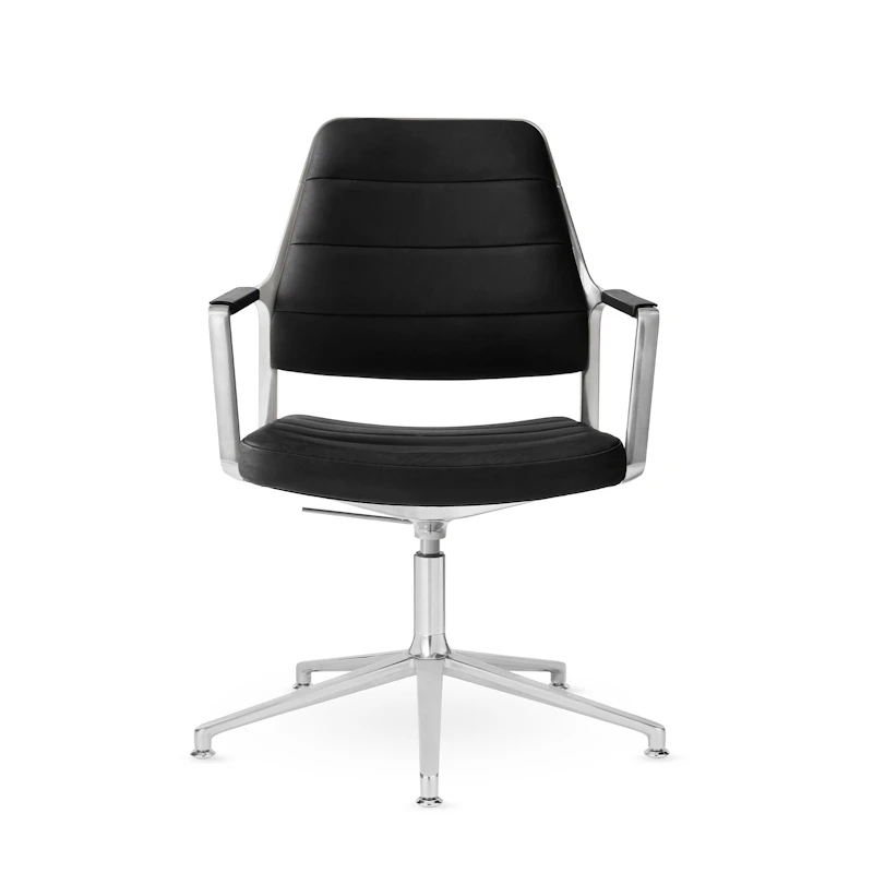 455+ Swivel Chair, Black Leather