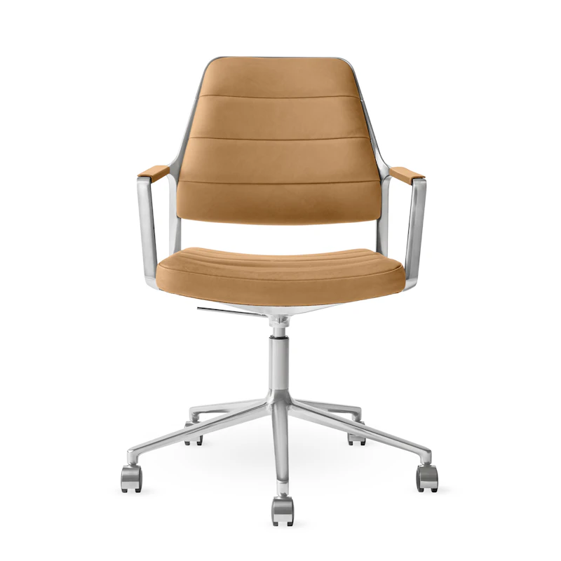 455+ Swivel Chair With wheels, Camel Leather