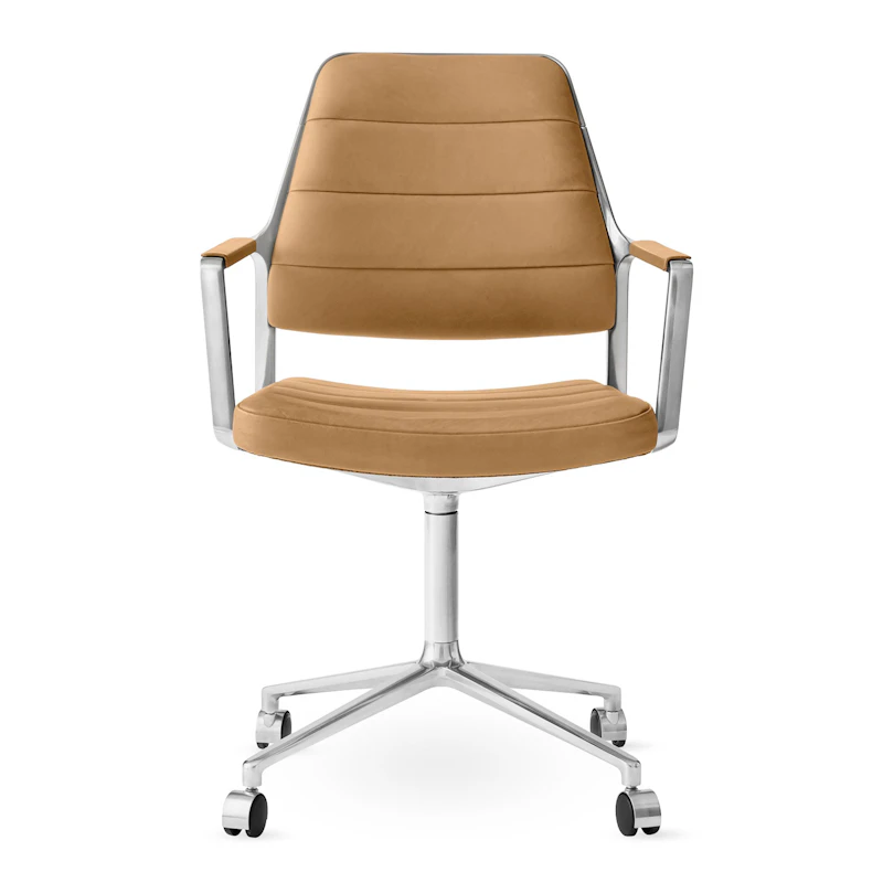 455 Swivel Chair With wheels, Camel Leather
