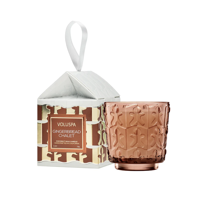 Gift Box Pedestal Ornament, Gingerbread Chalet