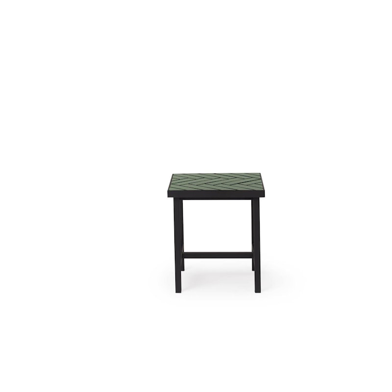 Herringbone Tile Side Table Low, Forest Green