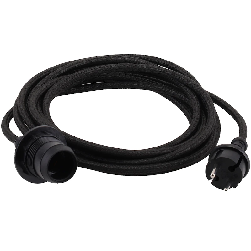 Cable Set Textile E27 Outdoor, Black