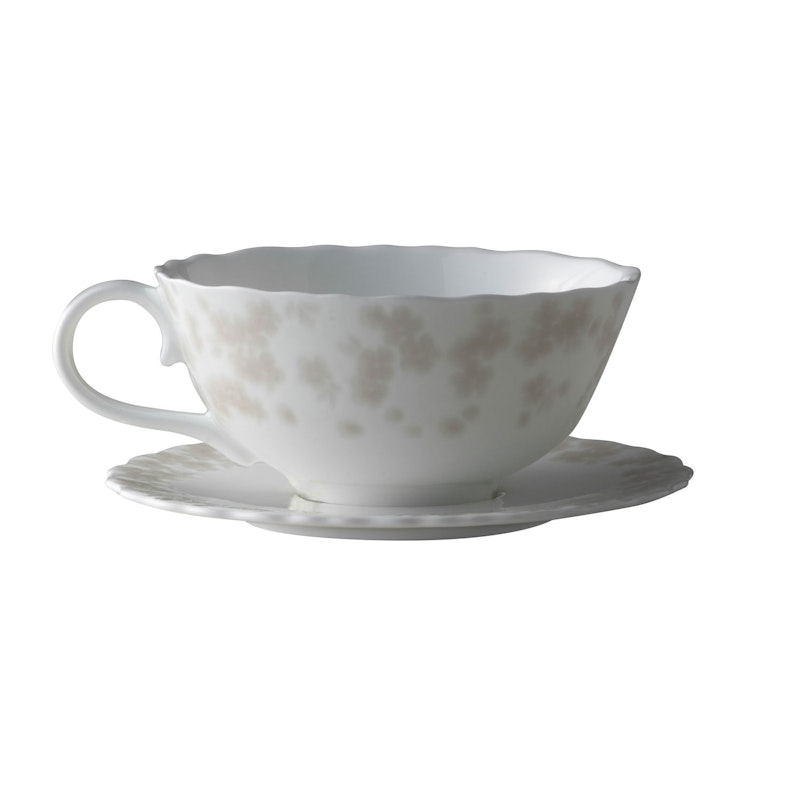 Slåpeblom Teacup 30 cl With Saucer, Warm Grey
