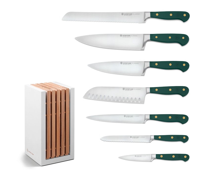 Classic Colour Knife Set With Knife Block 8 Pieces, Fresh Rosmary