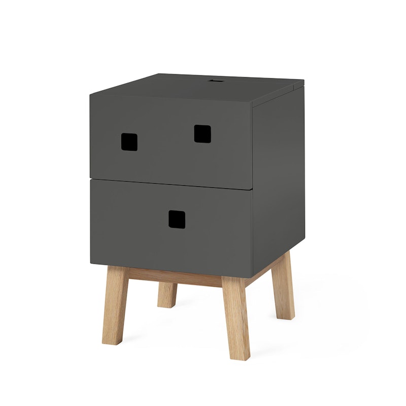 Peep S1 Bedside Table, Slate Grey/Oak