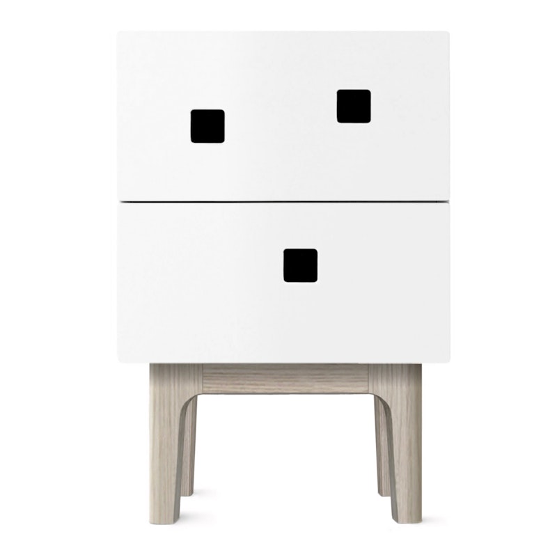 Peep S1 Bedside table, Angel White / white oak